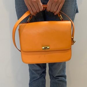 Orange Leather J. Crew Bag w/ Shoulder Strap
